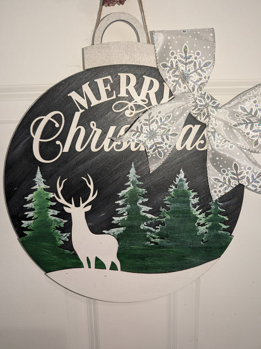 Merry Christmas Deer Wood Craft DIY Door Sign