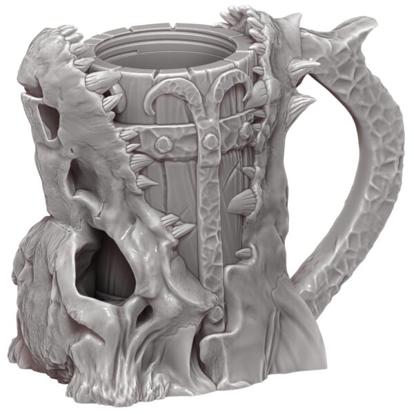 Dragon Skull Gaming Mug with Twist-Off Cover: Dual-Purpose Dice and Beverage Can Holder