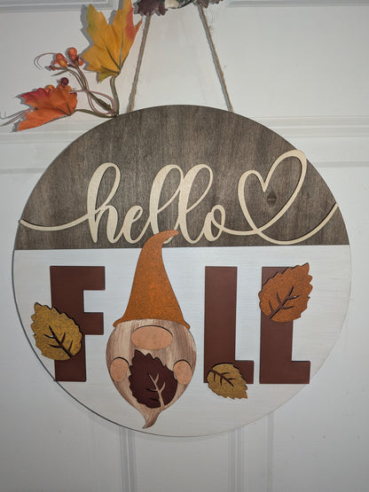 Happy Fall Gnome Wood Craft DIY Door Sign