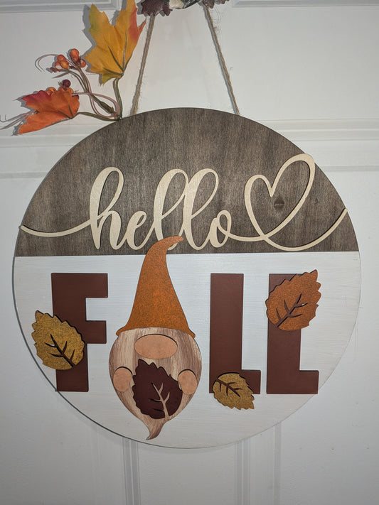 Happy Fall Gnome Wood Craft DIY Door Sign