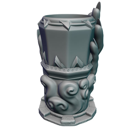 Sorcerer Gaming Mug with Twist-Off Cover: Dual-Purpose Dice and Beverage Can Holder
